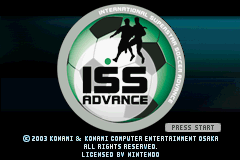 International Superstar Soccer Advance title screen for GameBoy Advance